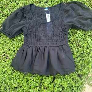 Old Navy Black Puff Sleeve Blouse